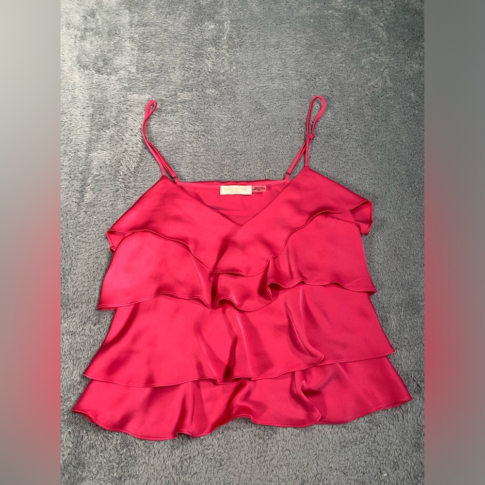 Ramy Brook pink Layered ruffle Top blouse tank top small